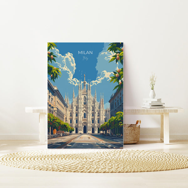 Milan Travel Print Wall Art, Travel Poster of Milan, Milan Art Lovers Gift, Italy, Italian City Art Gift