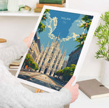 Milan Travel Print Wall Art, Travel Poster of Milan, Milan Art Lovers Gift, Italy, Italian City Art Gift NQ Media Designs