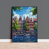 Amsterdam Travel Print, Travel Poster of Amsterdam, Netherlands, Dutch Art Lovers Gift, Wall Art Print NQ Media Designs