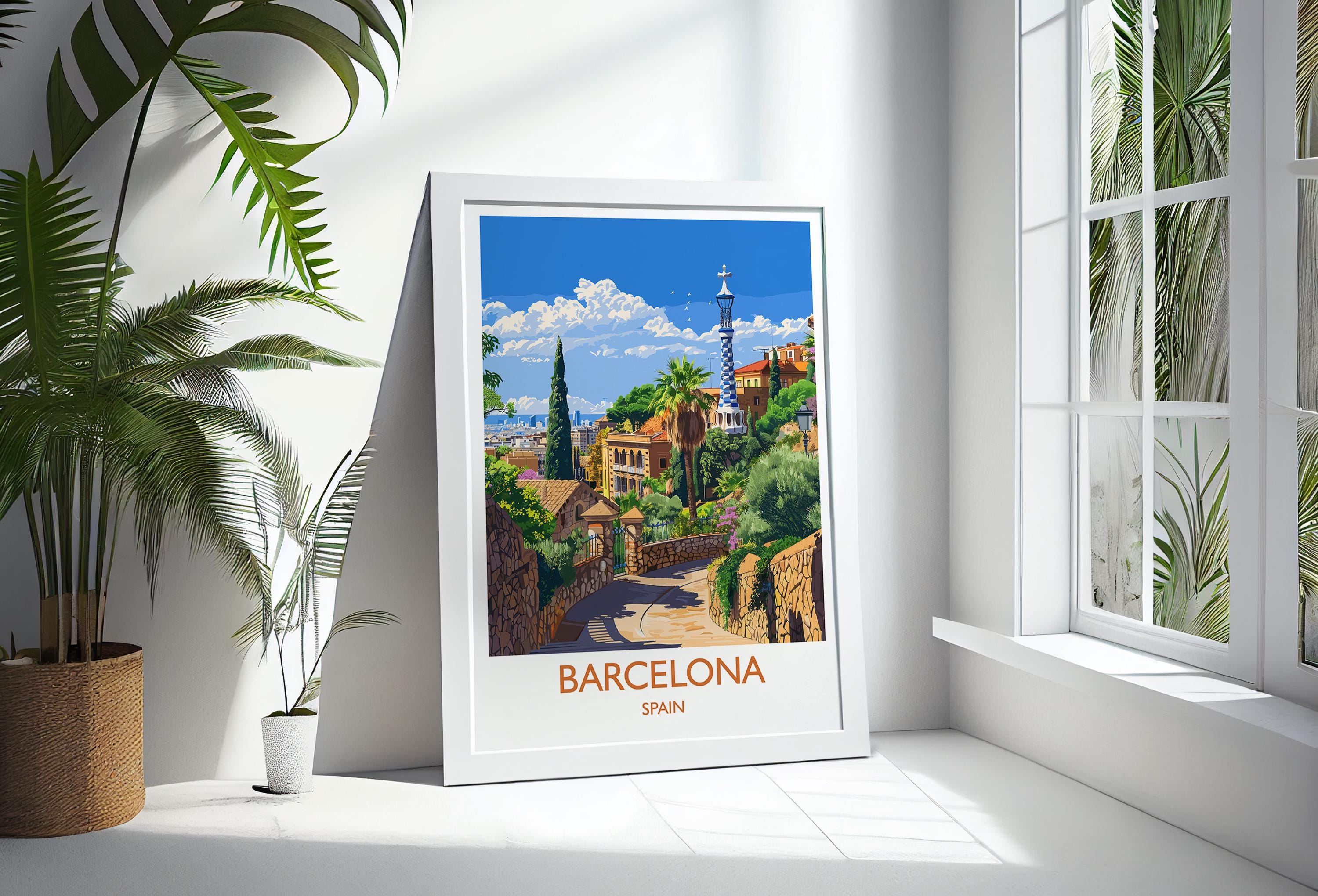 Barcelona Travel Print, Travel Poster of Barcelona, Spain Poster, Barcelona Wall Art Lovers Gift, Spain Art NQ Media Designs