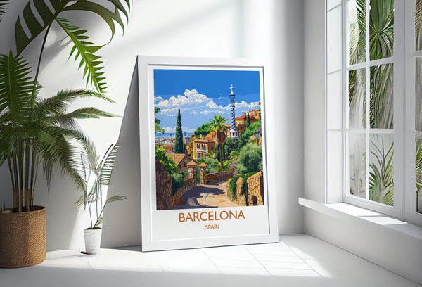 Barcelona Travel Print, Travel Poster of Barcelona, Spain Poster, Barcelona Wall Art Lovers Gift, Spain Art
