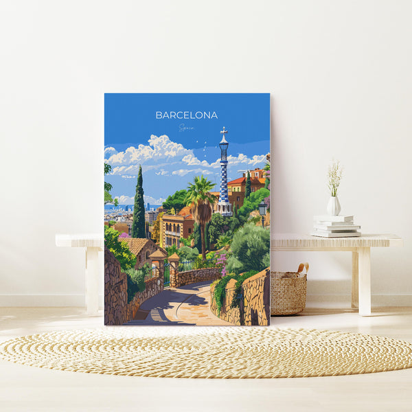Barcelona Travel Poster, Travel Print of Barcelona, Spain Poster, Barcelona Wall Art Lovers Gift, Spain Art