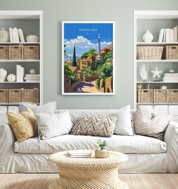 Barcelona Travel Poster, Travel Print of Barcelona, Spain Poster, Barcelona Wall Art Lovers Gift, Spain Art