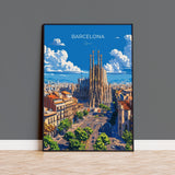 Barcelona Travel Poster, Travel Print of Barcelona, Spain Poster, Barcelona Wall Art Lovers Gift, Spain Art NQ Media Designs
