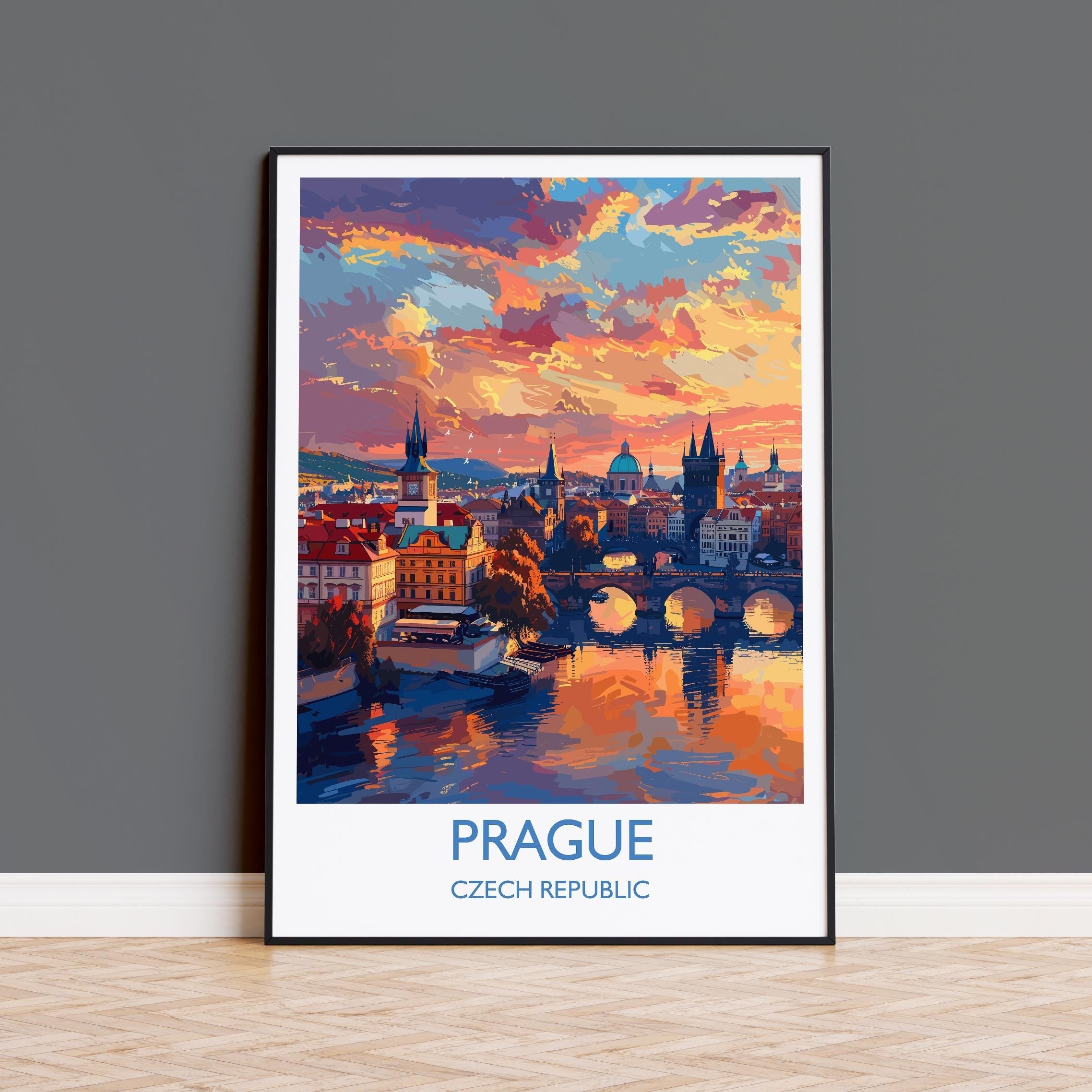 Prague Travel Poster Wall Art, Travel Print of Prague, Prague Art Lovers Gift, Czech Republic City Art Gift NQ Media Designs