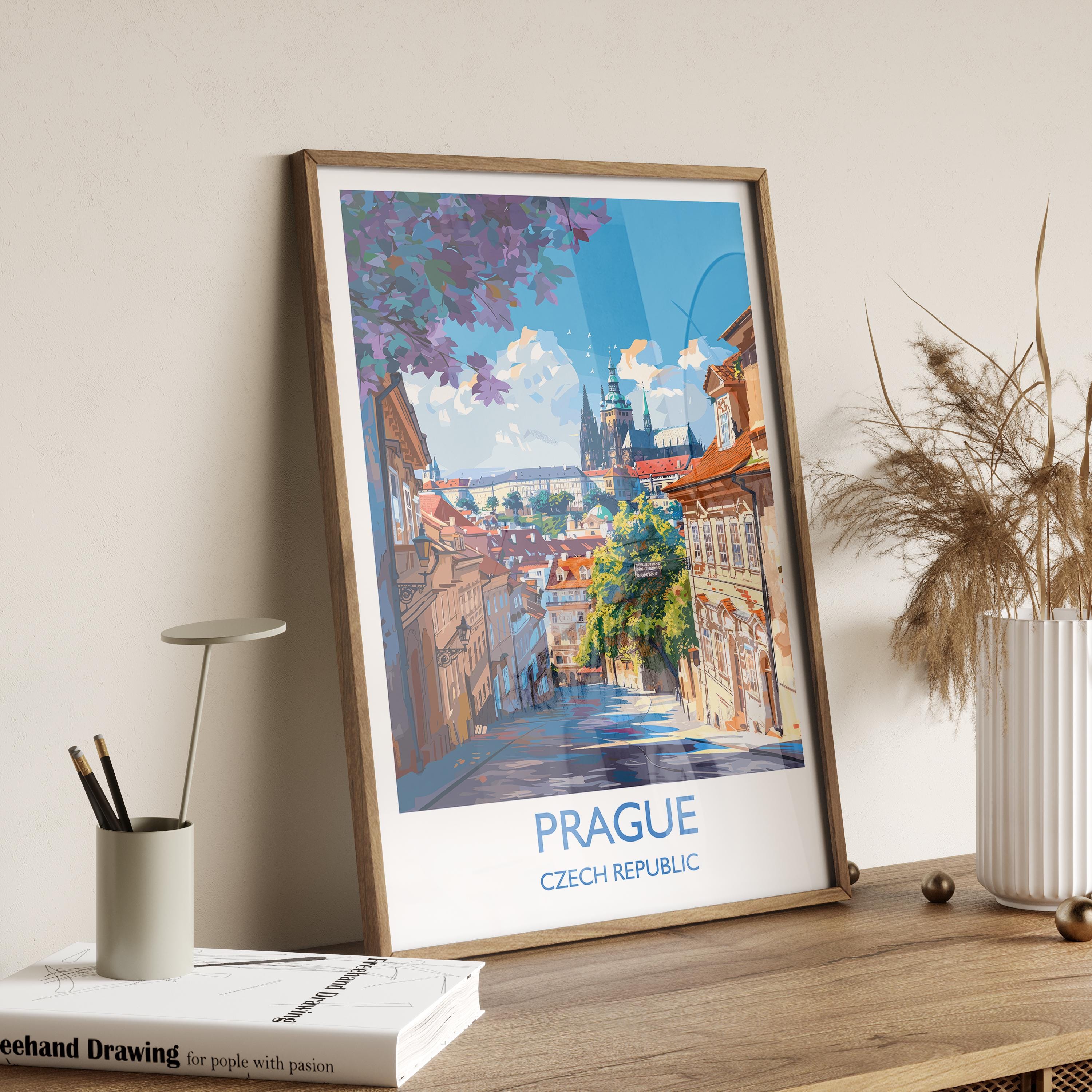 Prague Travel Poster Wall Art, Travel Print of Prague, Prague Art Lovers Gift, Czech Republic City Art Gift NQ Media Designs