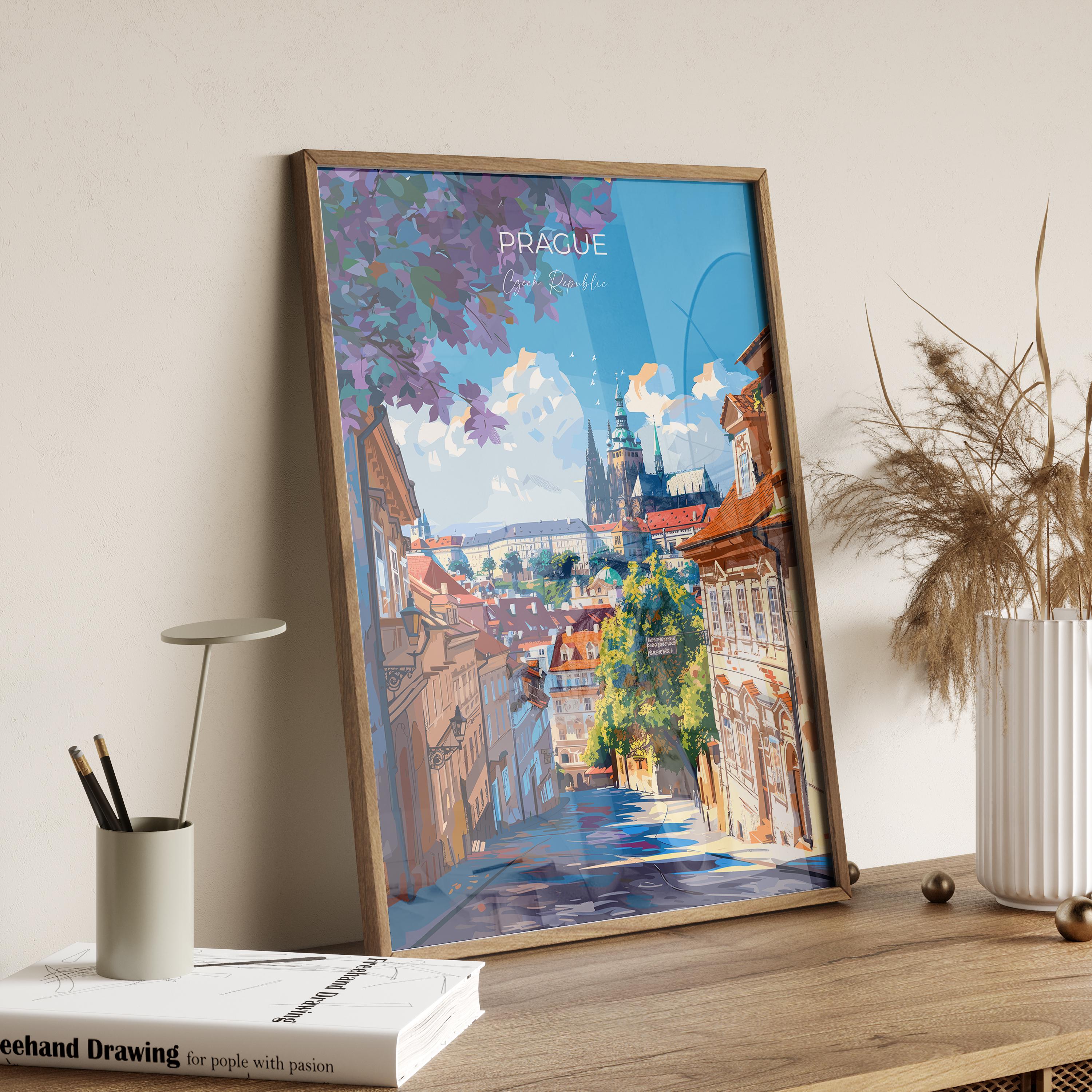 Prague Travel Print Wall Art, Travel Poster of Prague, Prague Art Lovers Gift, Czech Republic City Art Gift NQ Media Designs