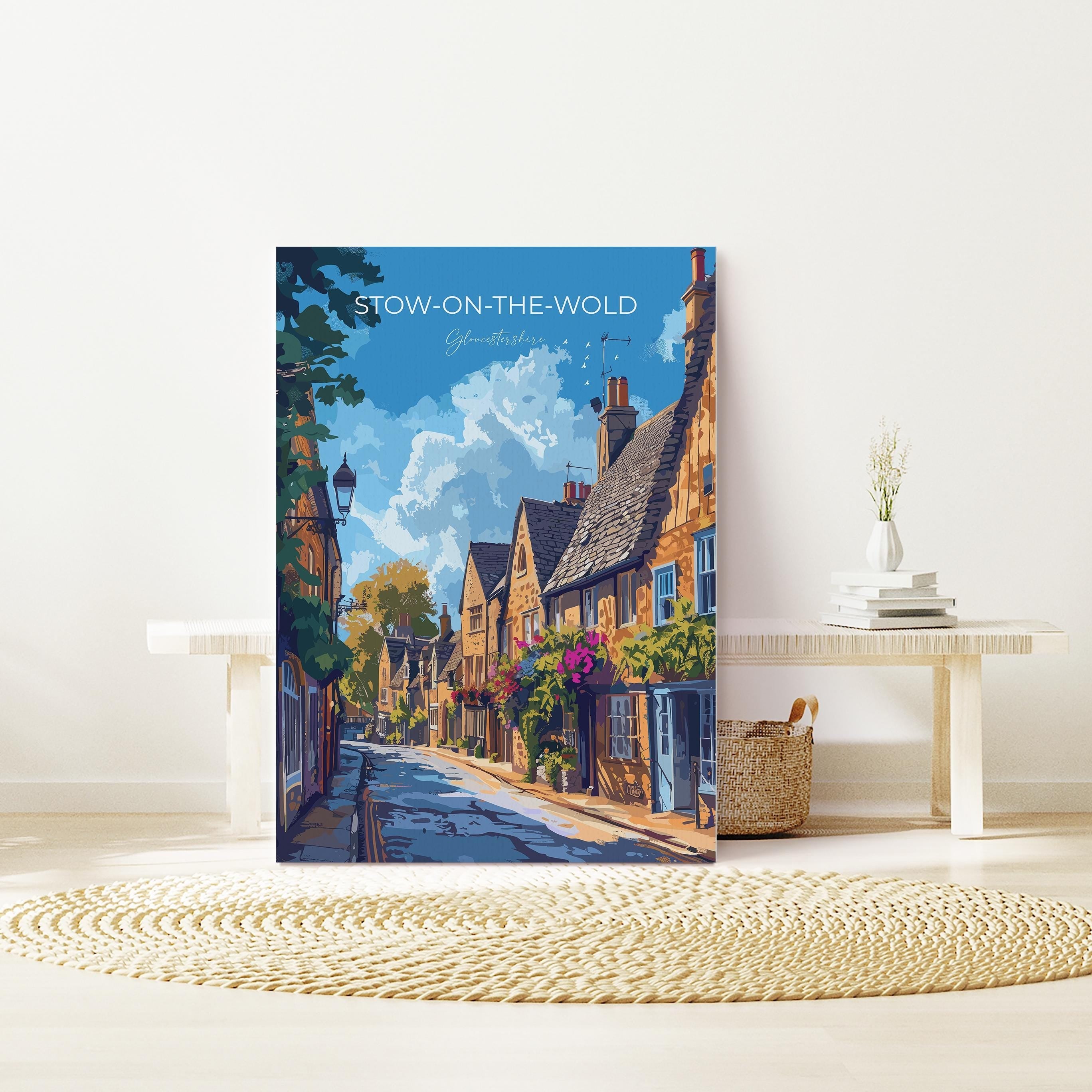 Stow on the Wold Travel Print Wall Art, Travel Poster of Stow on the Wold, England, Cotswolds Art Gift, England Gift Art NQ Media Designs