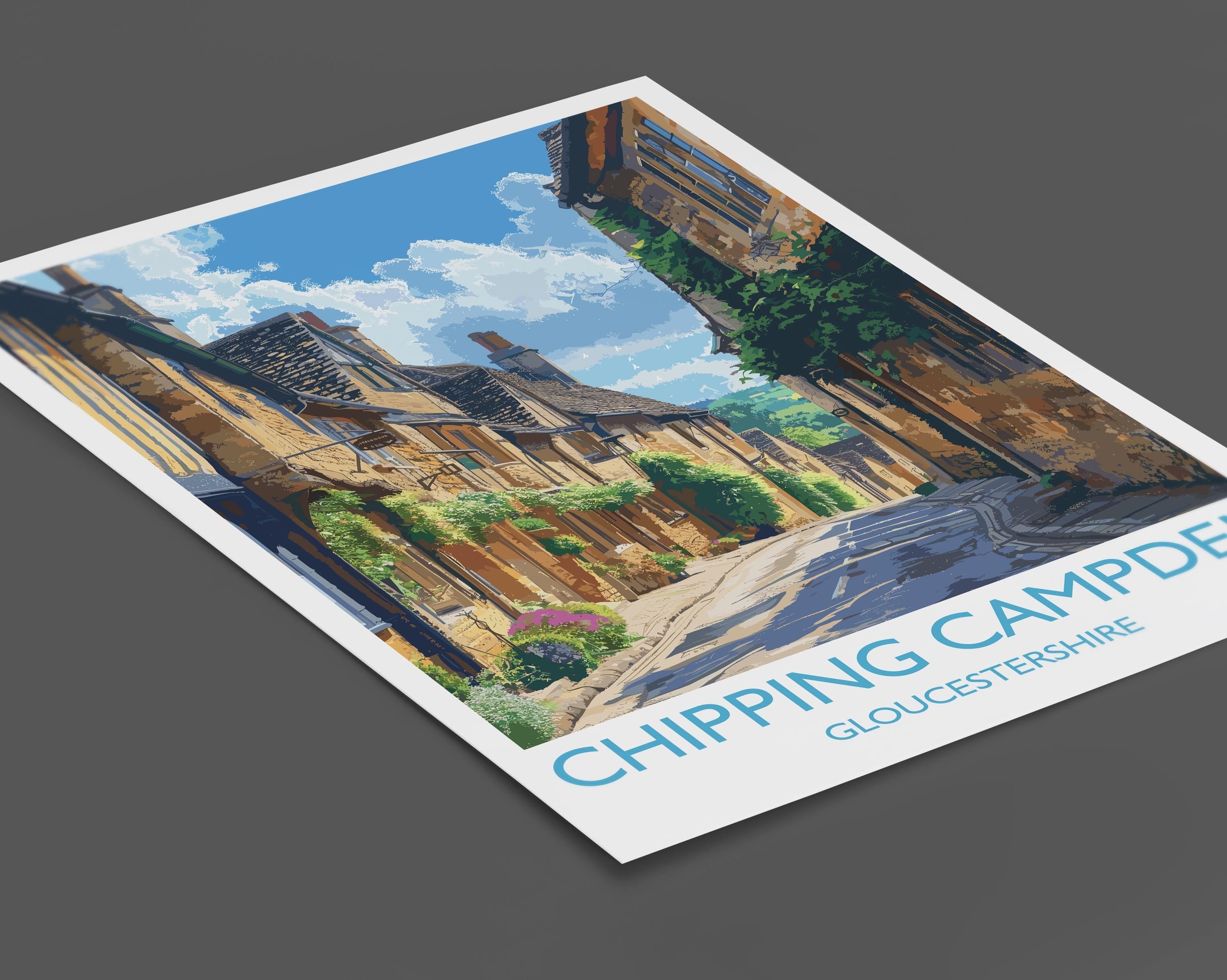 Chipping Campden Travel Poster, Travel Print of Chipping Campden, Gloucestershire Cotswolds Gift, England, Chipping Campden Art Lovers Gift NQ Media Designs