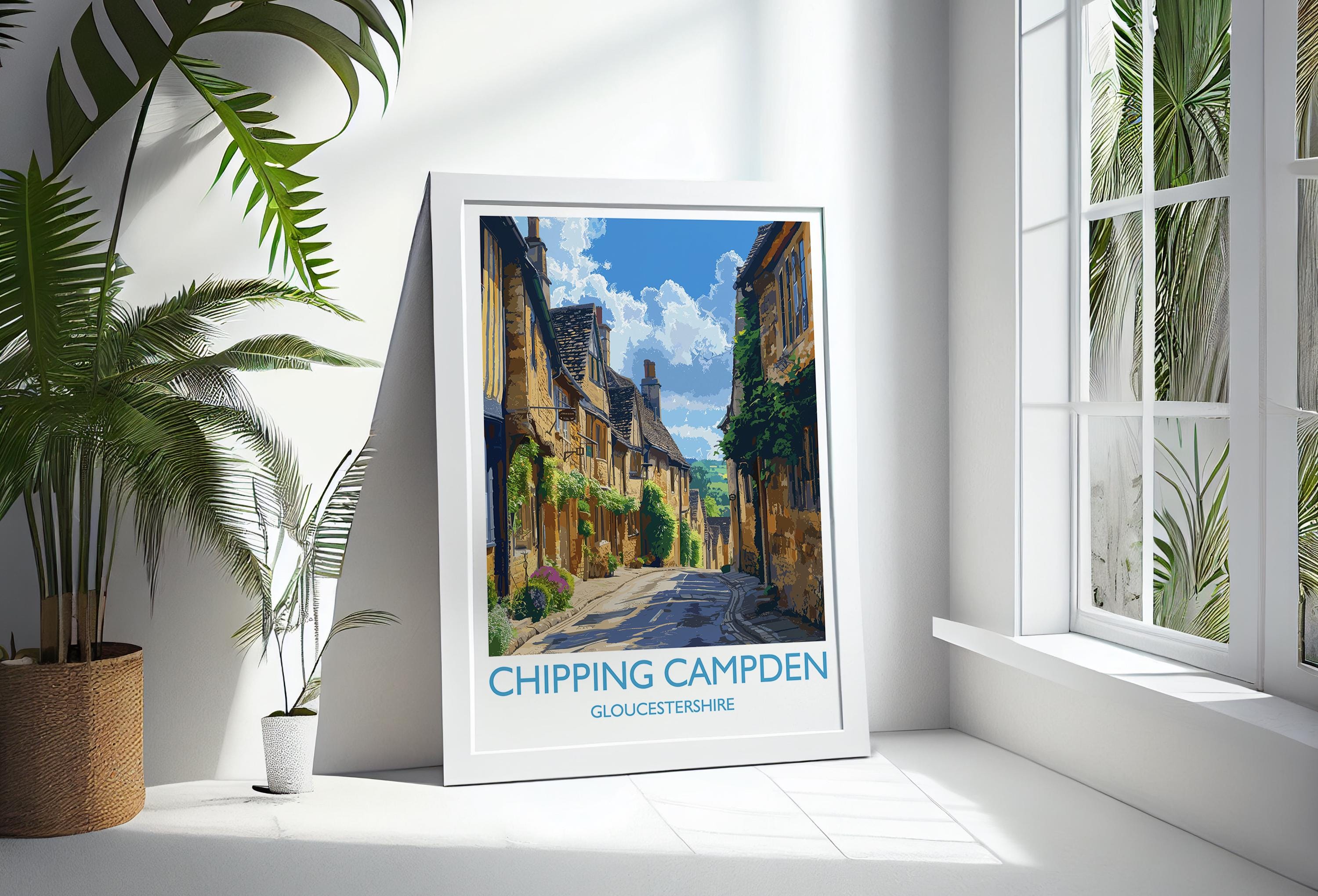 Chipping Campden Travel Poster, Travel Print of Chipping Campden, Gloucestershire Cotswolds Gift, England, Chipping Campden Art Lovers Gift NQ Media Designs