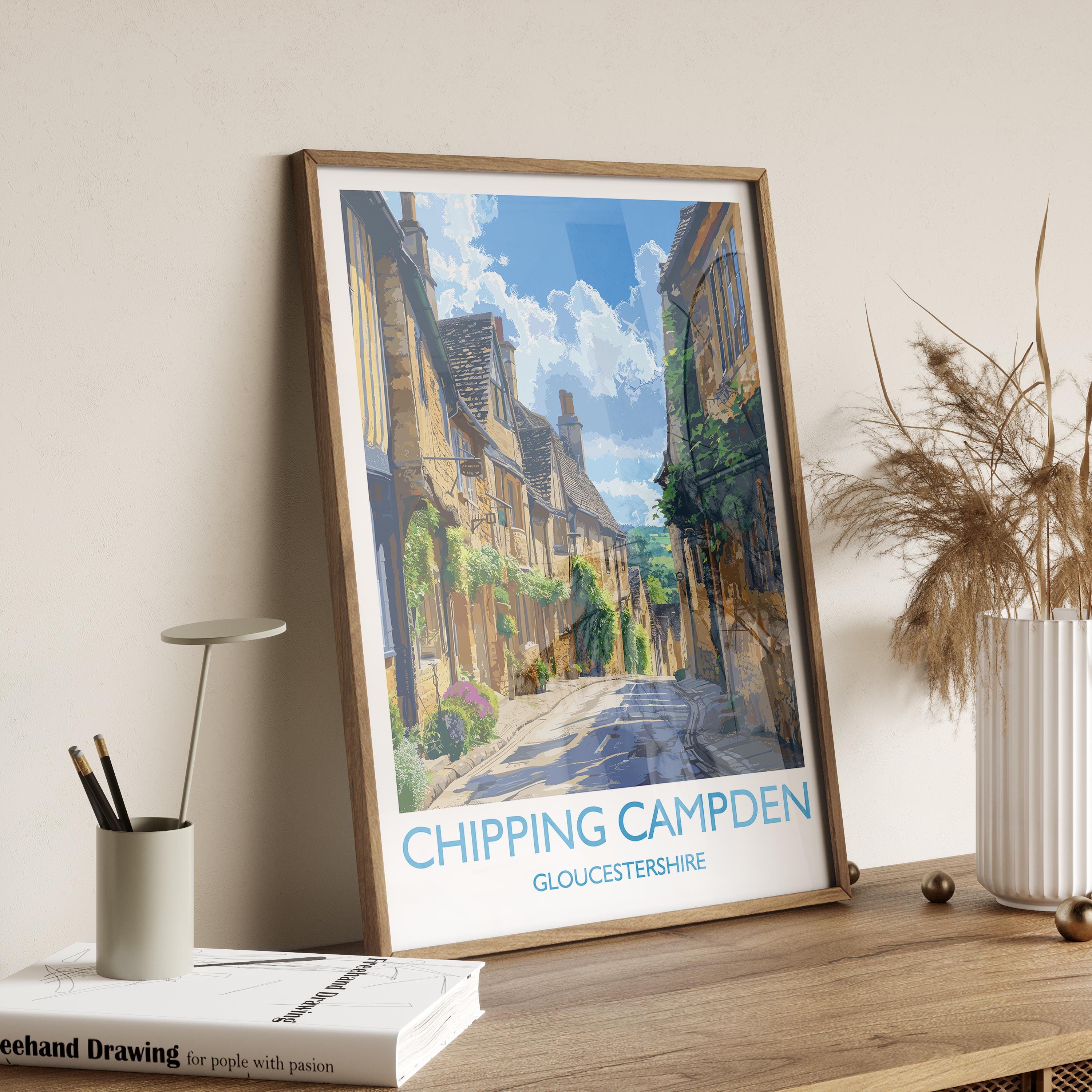 Chipping Campden Travel Poster, Travel Print of Chipping Campden, Gloucestershire Cotswolds Gift, England, Chipping Campden Art Lovers Gift NQ Media Designs