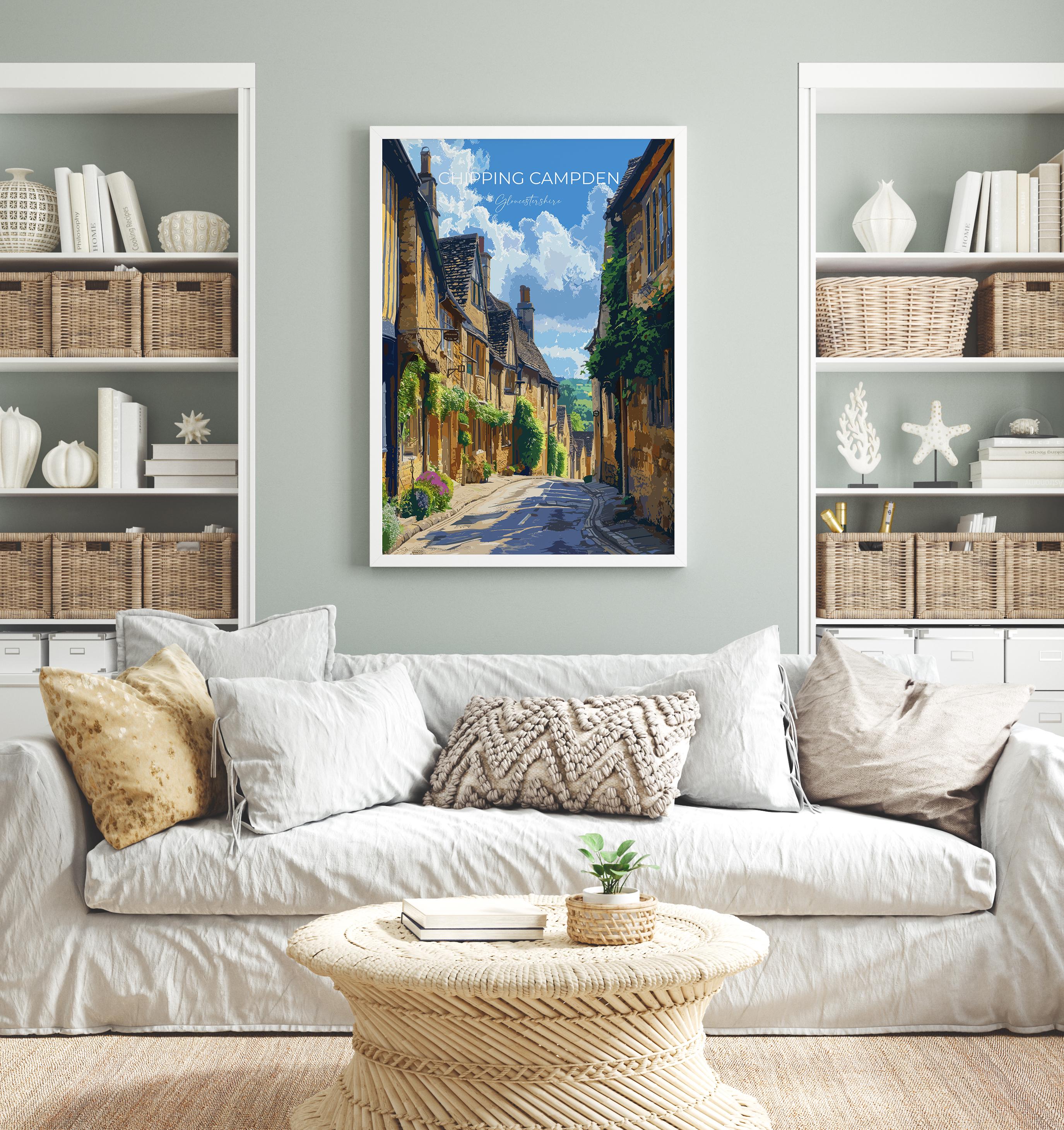 Chipping Campden Travel Print, Travel Poster of Chipping Campden, Gloucestershire Cotswolds Gift, England, Chipping Campden Art Lovers Gift NQ Media Designs