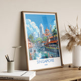 Singapore Travel Print, Travel Poster of Singapore, Singapore Wall Art Lovers Gift, Singapore Art NQ Media Designs
