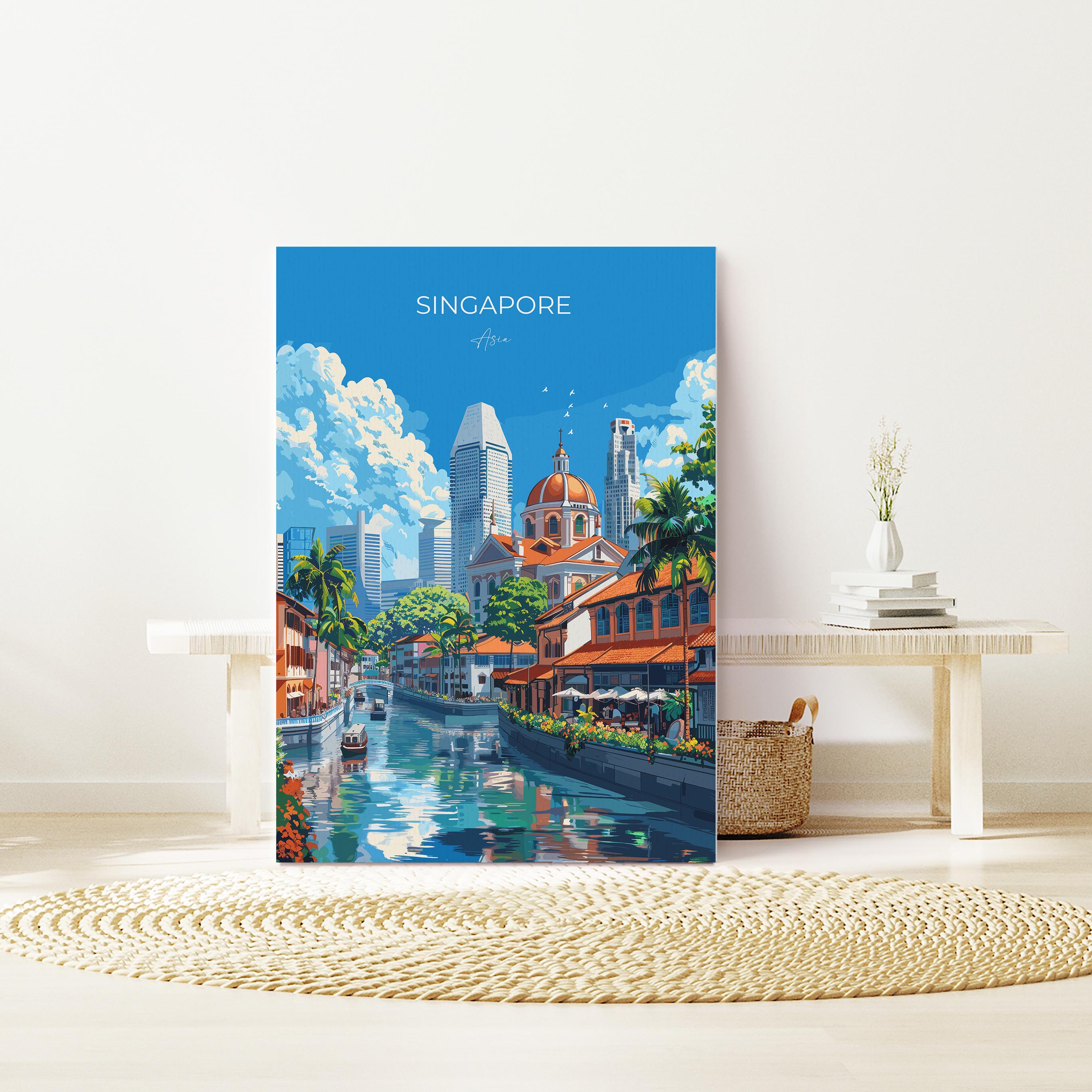 Singapore Travel Poster, Travel Print of Singapore, Singapore Wall Art Lovers Gift, Singapore Art NQ Media Designs