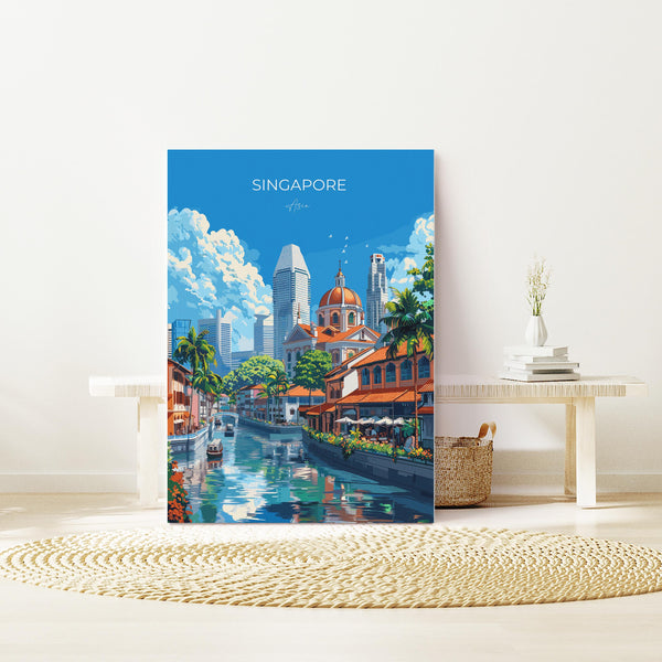 Singapore Travel Poster, Travel Print of Singapore, Singapore Wall Art Lovers Gift, Singapore Art