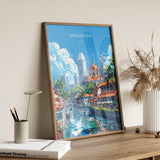 Singapore Travel Poster, Travel Print of Singapore, Singapore Wall Art Lovers Gift, Singapore Art NQ Media Designs