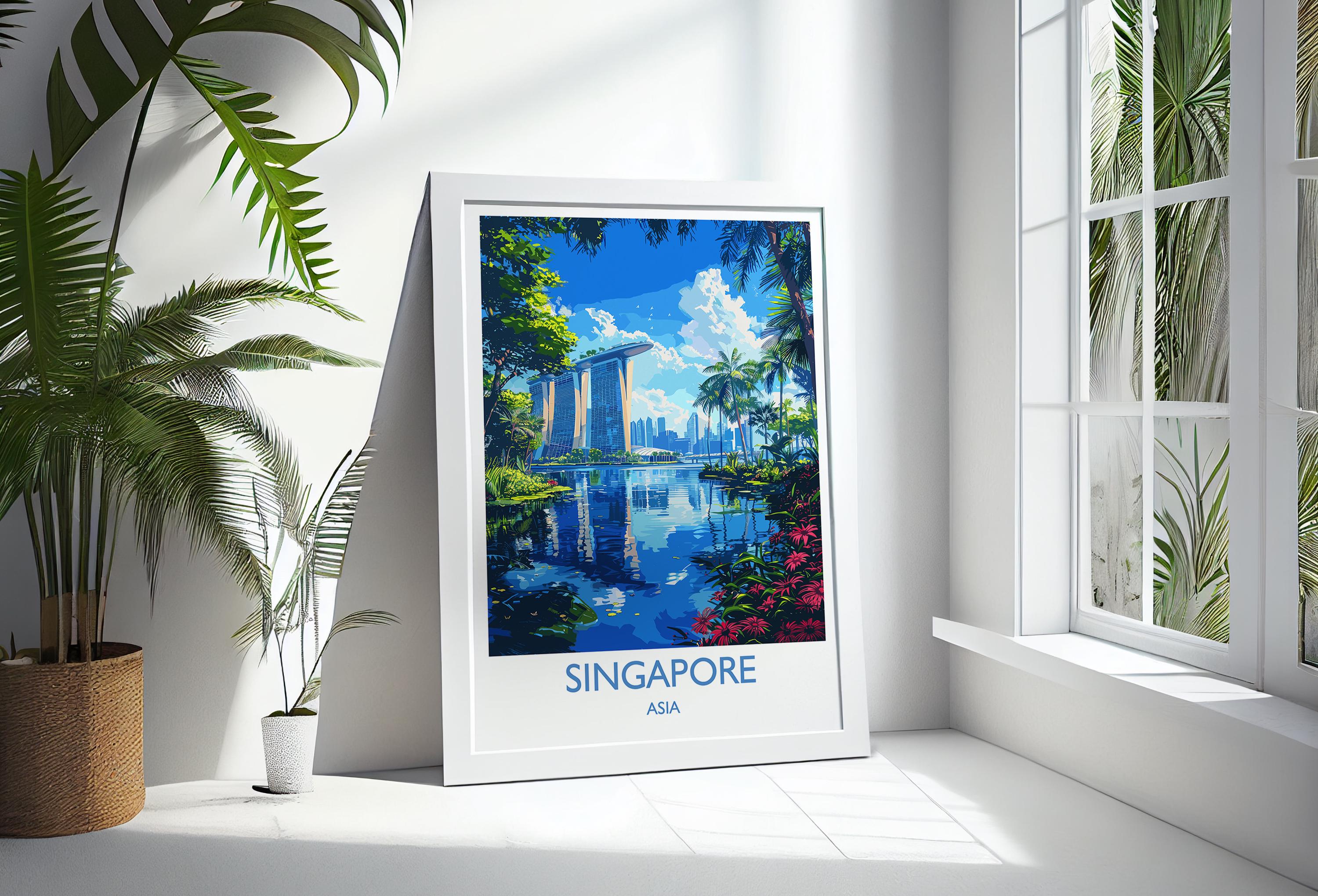Singapore Travel Print, Travel Poster of Singapore, Singapore Wall Art Lovers Gift, Singapore Art NQ Media Designs