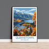 Queenstown Travel Print, Travel Poster of Queenstown, New Zealand Art Lovers Gift, Queenstown Wall Art NQ Media Designs