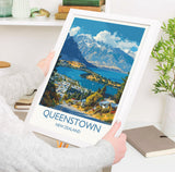 Queenstown Travel Print, Travel Poster of Queenstown, New Zealand Art Lovers Gift, Queenstown Wall Art NQ Media Designs