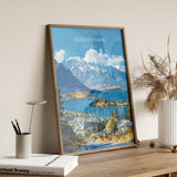 Queenstown Travel Poster, Travel Print of Queenstown, New Zealand Art Lovers Gift, Queenstown Wall Art NQ Media Designs