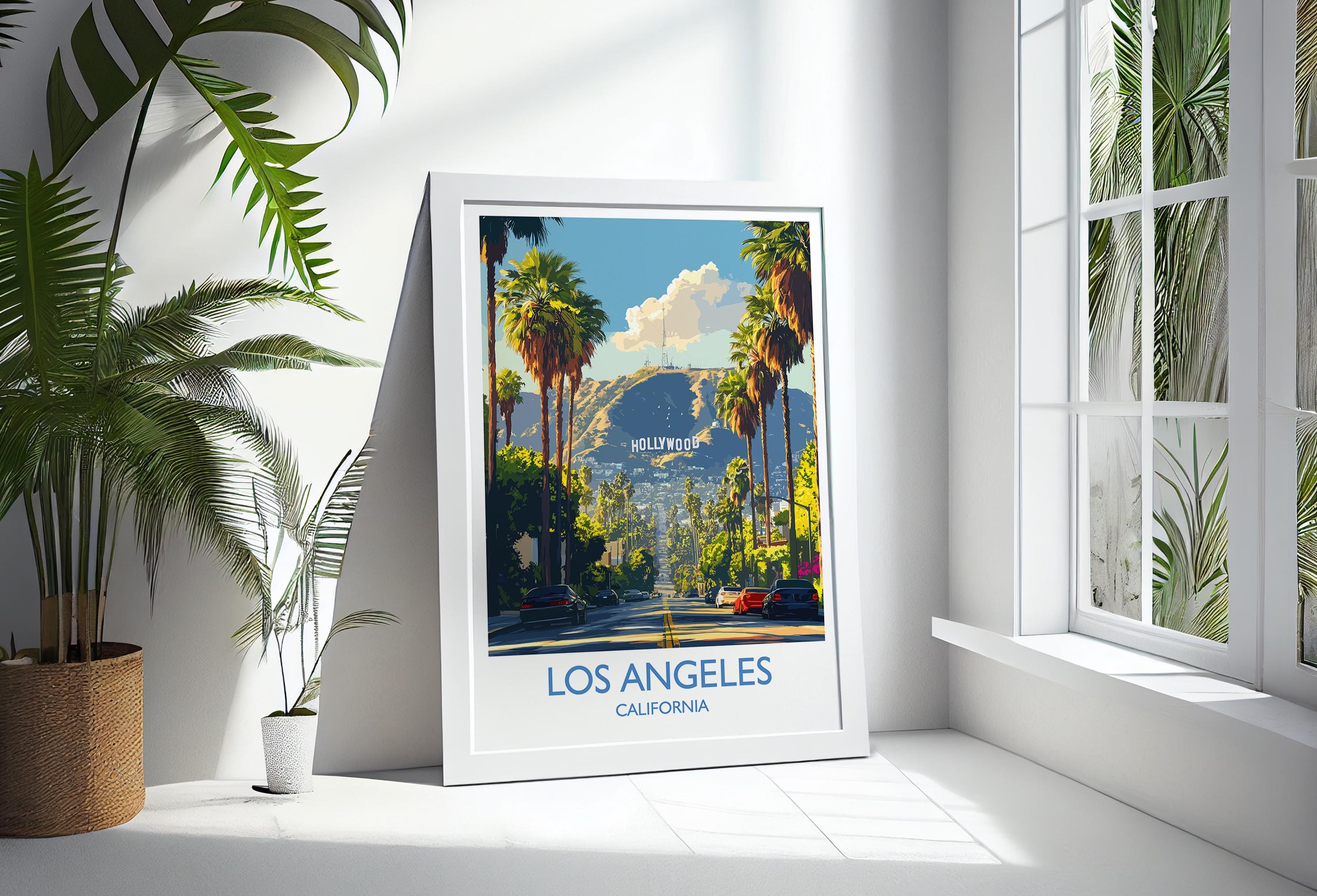 Los Angeles Travel Print, Travel Poster of Los Angeles, California, Los Angeles Art Lovers Gift, USA Gift, Wall Art Print NQ Media Designs