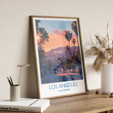 Los Angeles Travel Print, Travel Poster of Los Angeles, California, Los Angeles Art Lovers Gift, USA Gift, Wall Art Print NQ Media Designs
