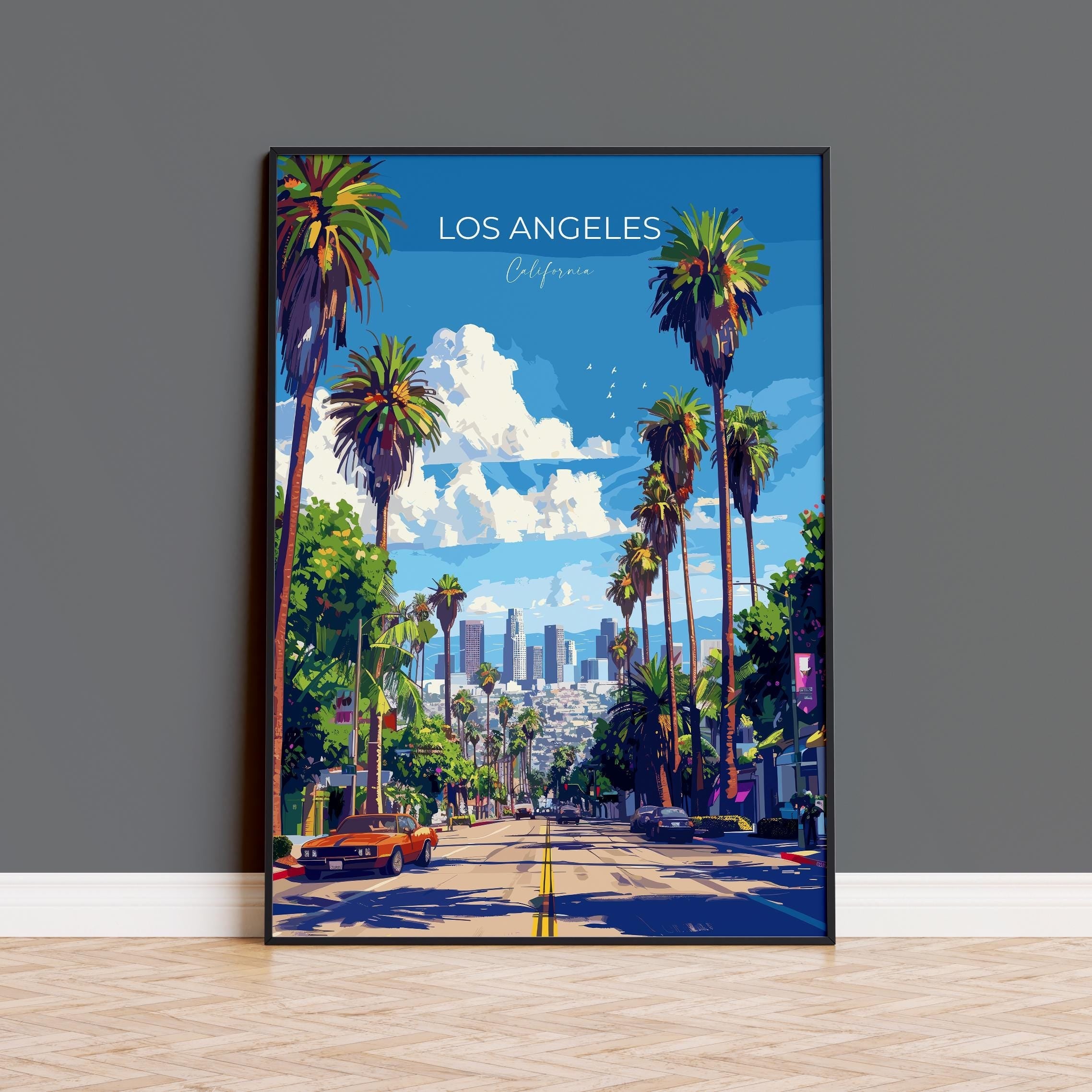 Los Angeles Travel Poster, Travel Print of Los Angeles, California, Los Angeles Art Lovers Gift, USA Gift, Wall Art Print NQ Media Designs