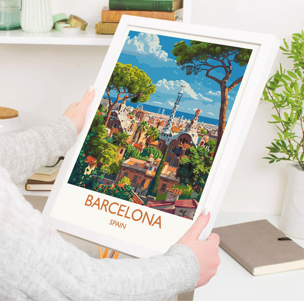 Barcelona Travel Print, Travel Poster of Barcelona, Spain Poster, Barcelona Wall Art Lovers Gift, Spain Art