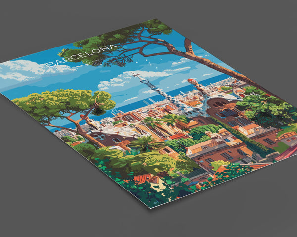 Barcelona Travel Poster, Travel Print of Barcelona, Spain Poster, Barcelona Wall Art Lovers Gift, Spain Art