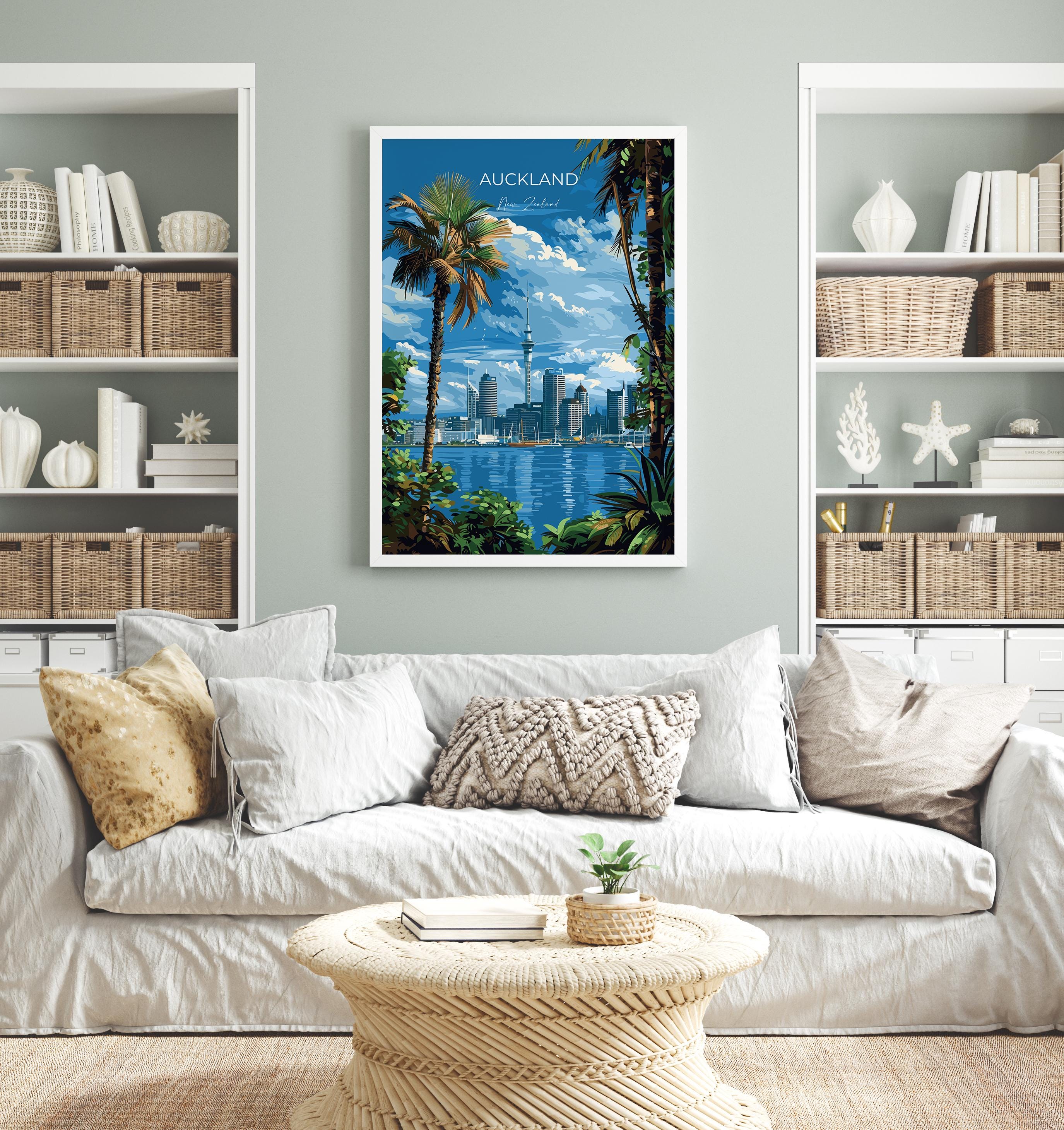Auckland Travel Poster, Travel Print of Auckland, New Zealand Art Lovers Gift, Auckland Wall Art NQ Media Designs
