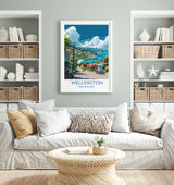Wellington Travel Print, Travel Poster of Wellington, New Zealand Art Lovers Gift, Wellington Wall Art NQ Media Designs