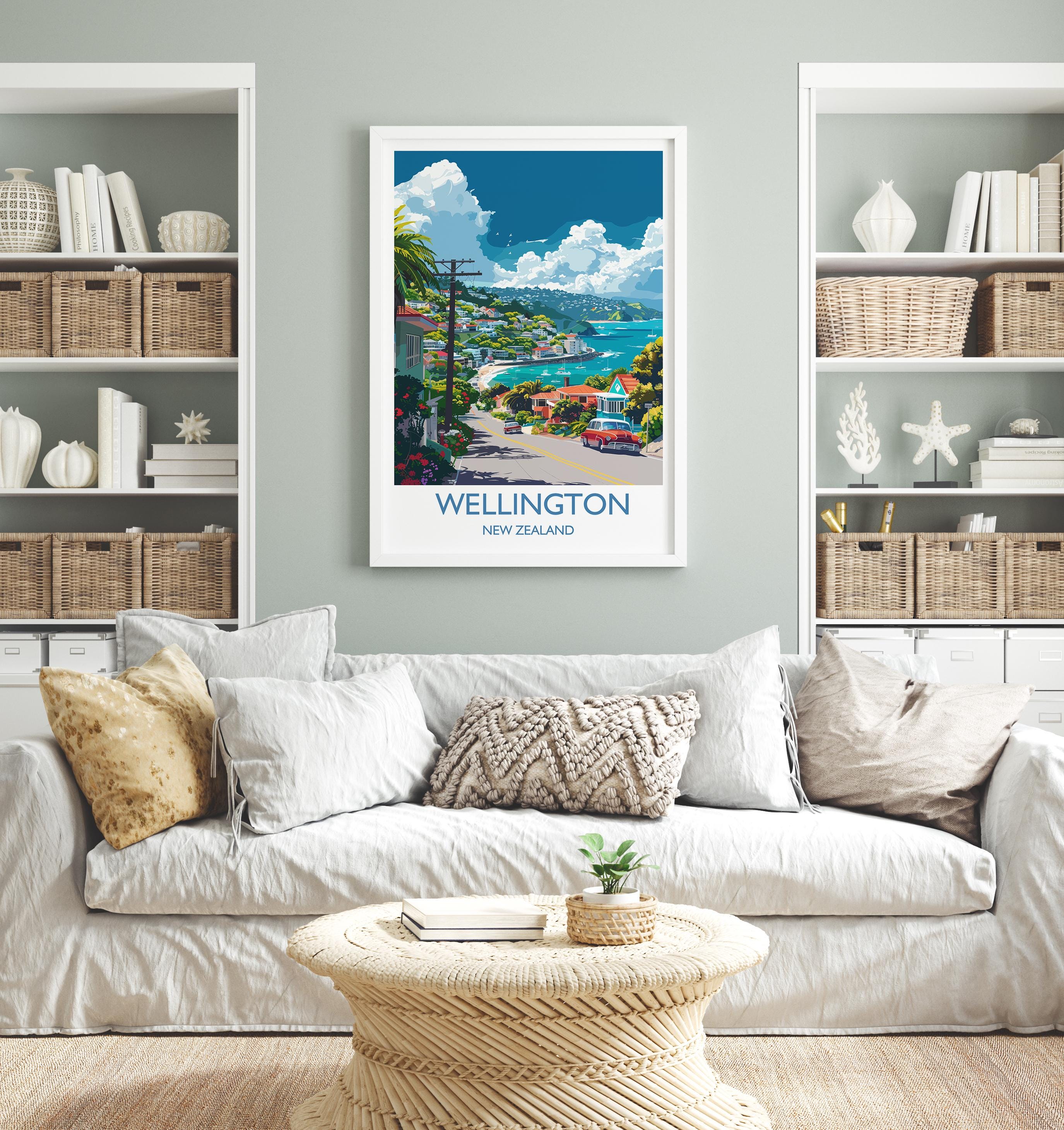 Wellington Travel Print, Travel Poster of Wellington, New Zealand Art Lovers Gift, Wellington Wall Art NQ Media Designs