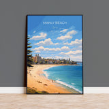 Manly Beach Print, Travel Poster of Manly Beach, Sydney, New South Wales, Australia, Travel Gift NQ Media Designs