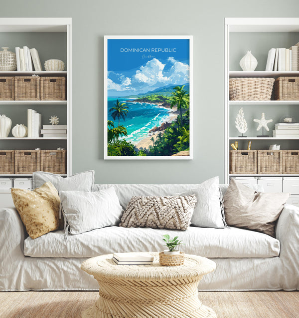 Dominican Republic Travel Poster, Travel Print of Dominican Republic, Dominican Republic Art Lovers Gift, Caribbean Gift, Wall Art Print