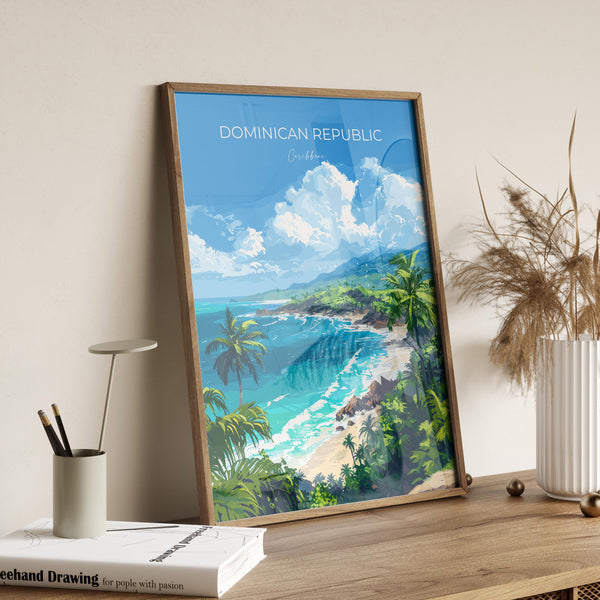 Dominican Republic Travel Poster, Travel Print of Dominican Republic, Dominican Republic Art Lovers Gift, Caribbean Gift, Wall Art Print
