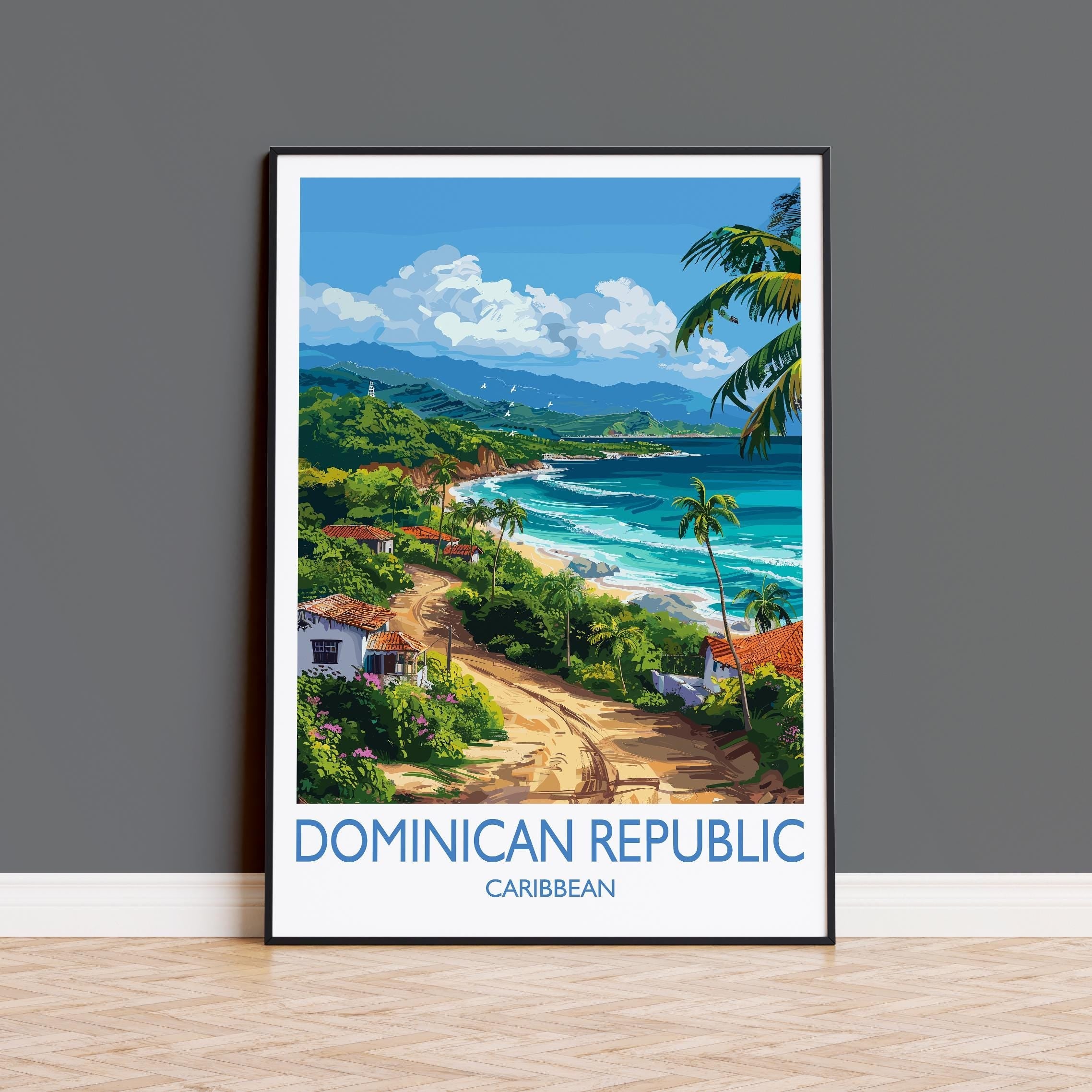 Dominican Republic Travel Print, Travel Poster of Dominican Republic, Dominican Republic Art Lovers Gift, Caribbean Gift, Wall Art Print NQ Media Designs