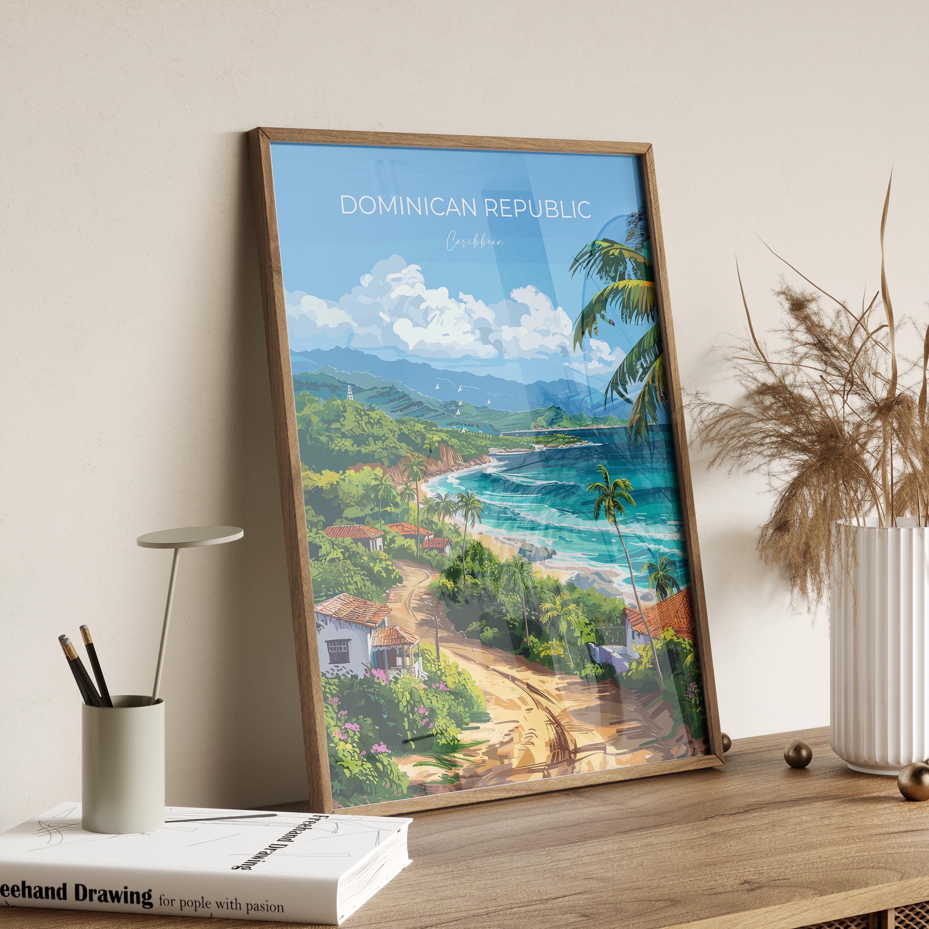 Dominican Republic Travel Poster, Travel Print of Dominican Republic, Dominican Republic Art Lovers Gift, Caribbean Gift, Wall Art Print NQ Media Designs