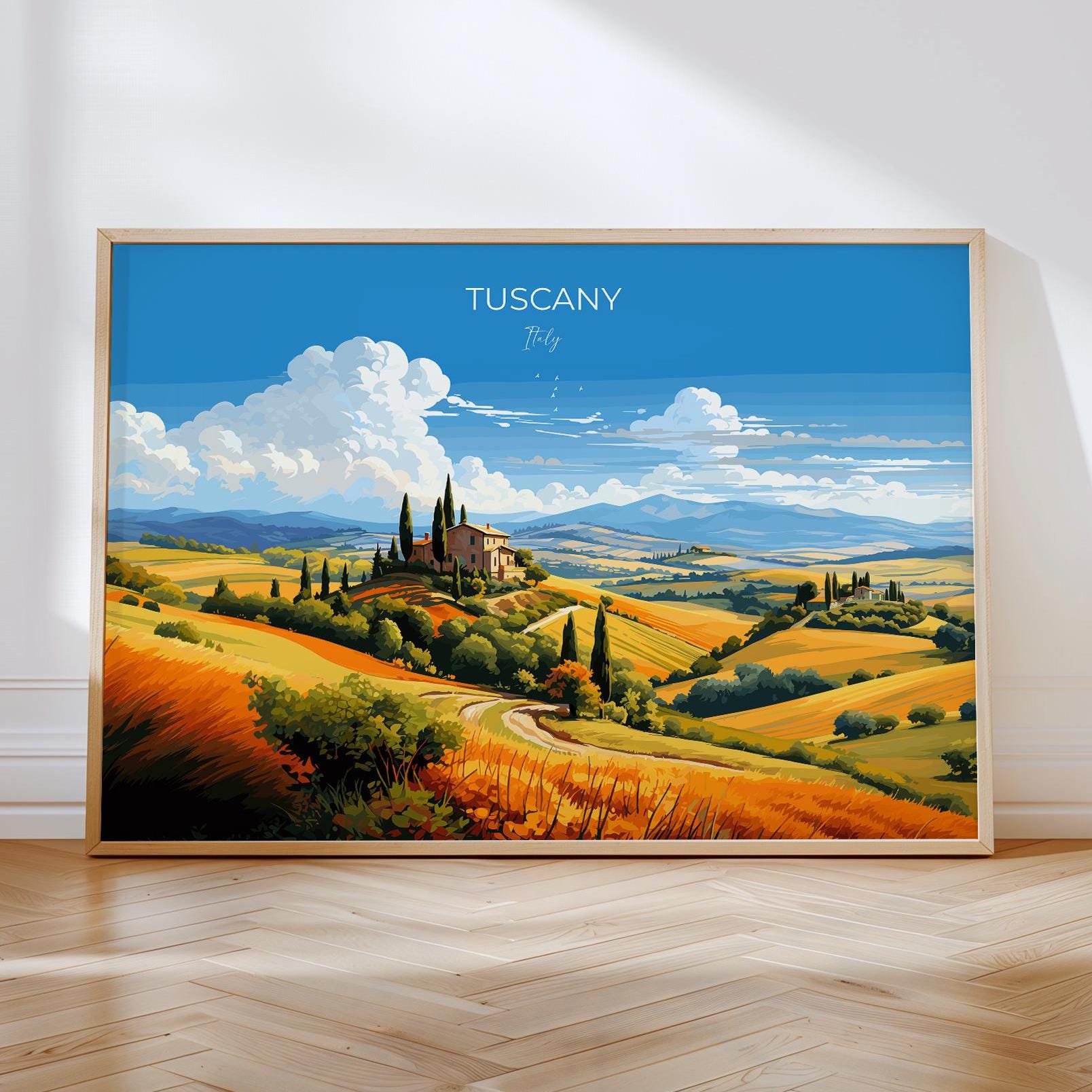 Tuscany Travel Poster Wall Art Landscape, Travel Print of Tuscany, Tuscany Art Lovers Gift,Italy Art Gift NQ Media Designs