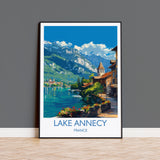 Lake Annecy Travel Poster Wall Art, Travel Print of Lake Annecy, Lake Annecy Art Lovers Gift, France, French Lakes Art Gift NQ Media Designs