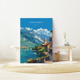 Lake Annecy Travel Print Wall Art, Travel Poster of Lake Annecy, Lake Annecy Art Lovers Gift, France, French Lakes Art Gift NQ Media Designs