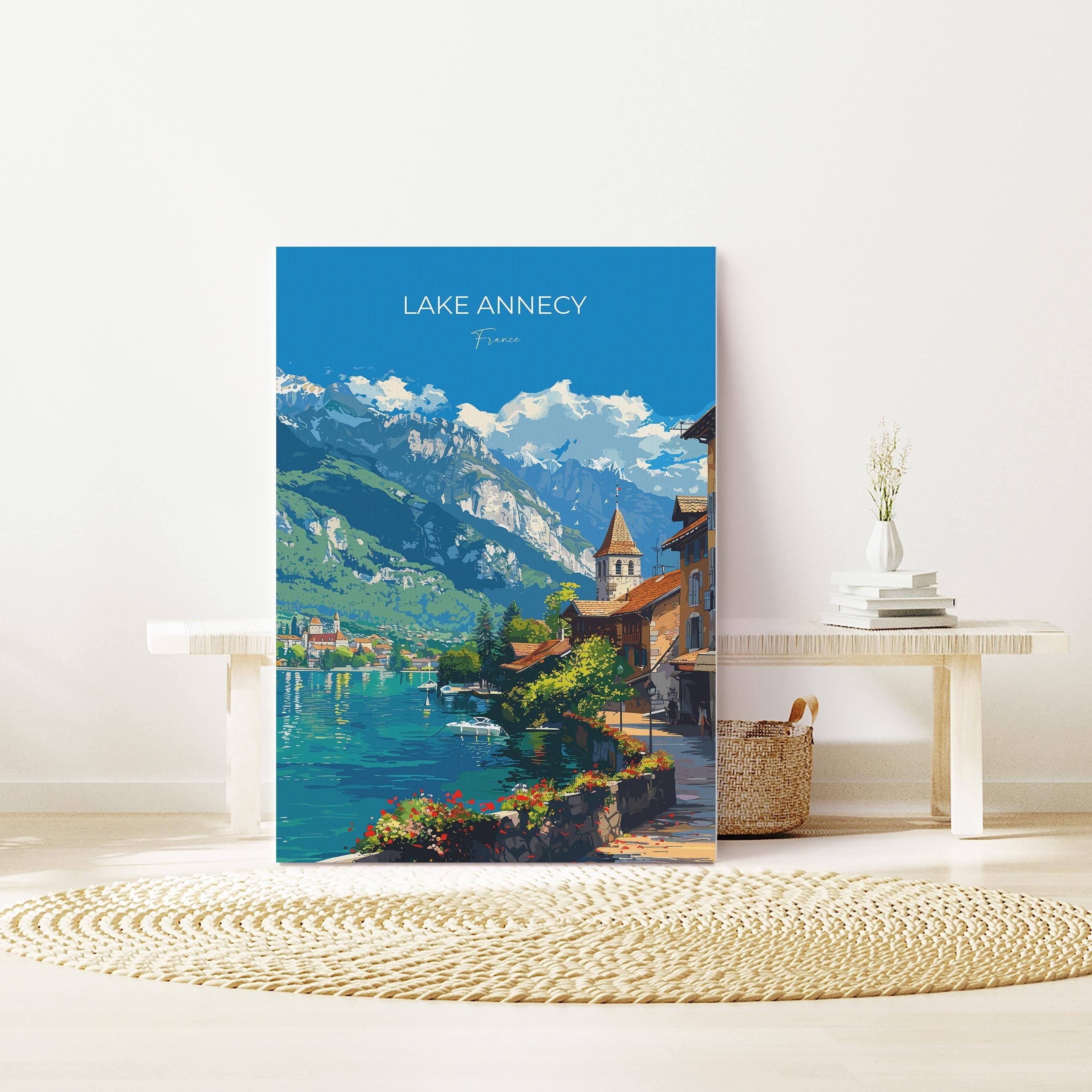 Lake Annecy Travel Print Wall Art, Travel Poster of Lake Annecy, Lake Annecy Art Lovers Gift, France, French Lakes Art Gift NQ Media Designs