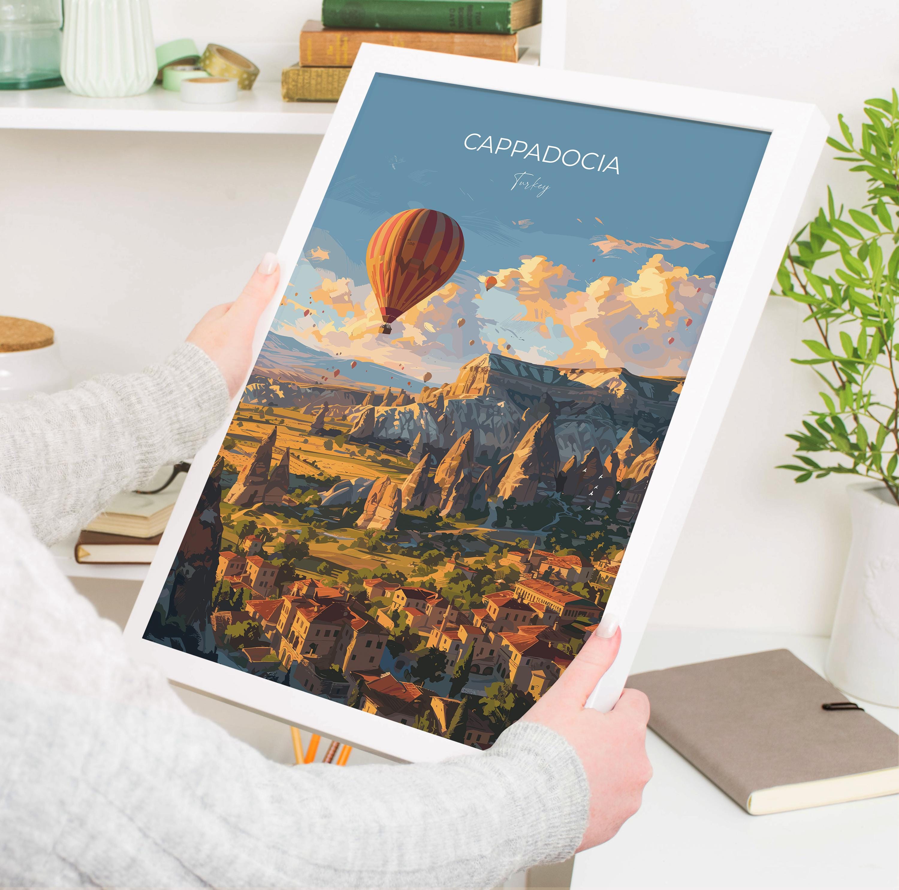 Cappadocia Travel Poster Wall Art, Travel Print of Cappadocia, Turkey Wall Art, Cappadocia Art Lovers Gift, Wall Art Print NQ Media Designs