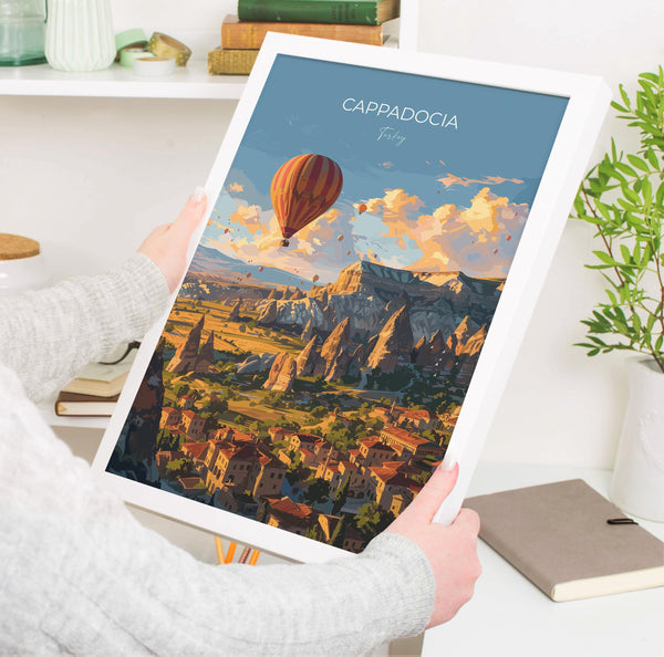 Cappadocia Travel Poster Wall Art, Travel Print of Cappadocia, Turkey Wall Art, Cappadocia Art Lovers Gift, Wall Art Print