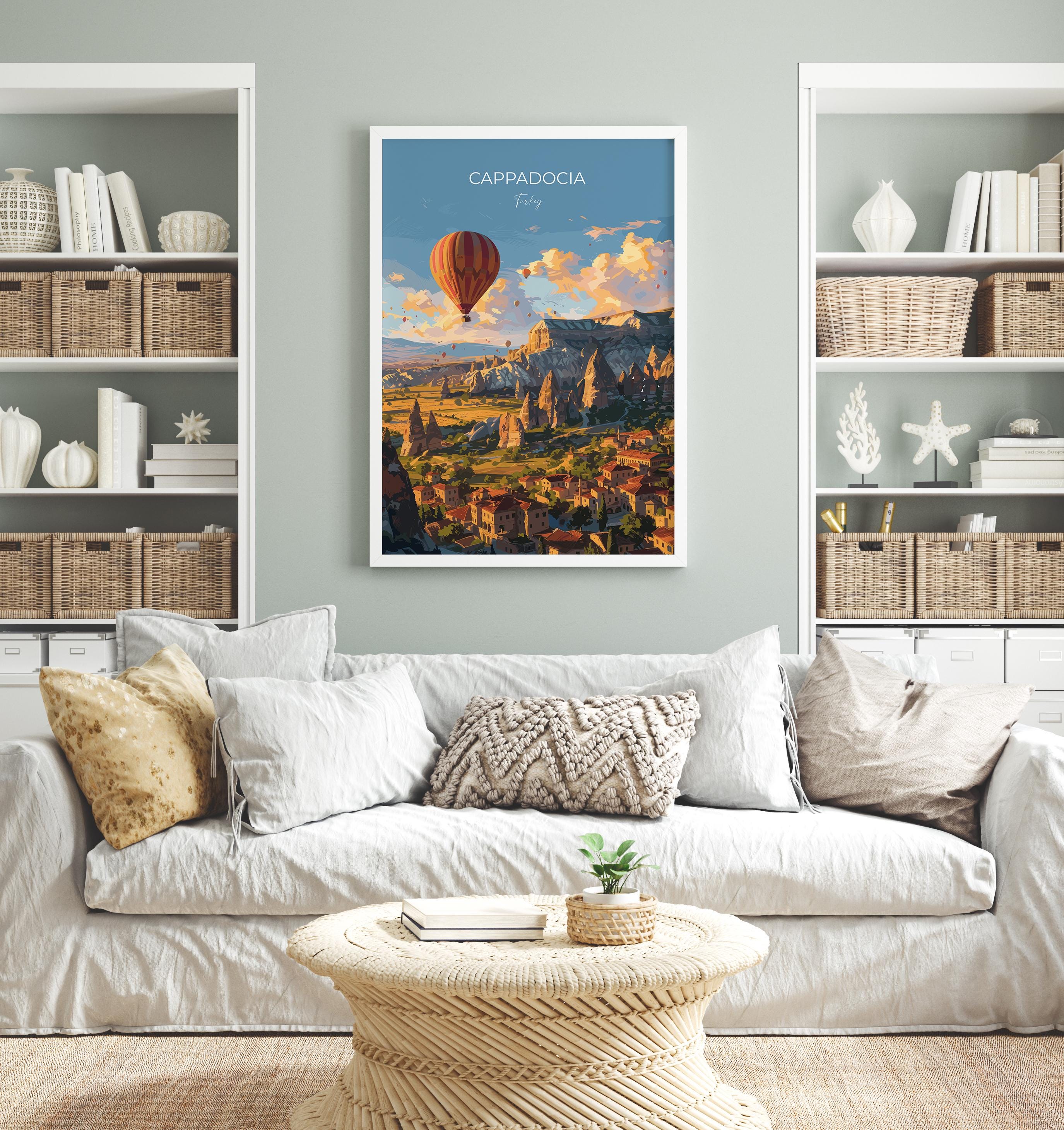 Cappadocia Travel Poster Wall Art, Travel Print of Cappadocia, Turkey Wall Art, Cappadocia Art Lovers Gift, Wall Art Print NQ Media Designs