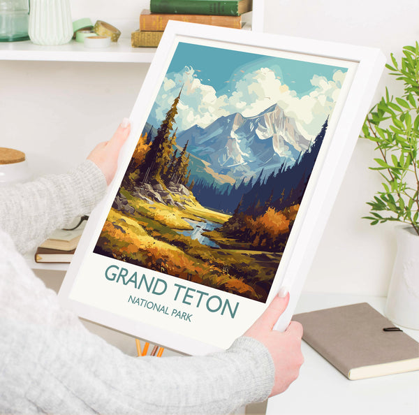 Grand Teton Poster, Travel Print of Grand Teton, North America, Grand Teton Art Lovers Gift, USA National Park, Travel Gift