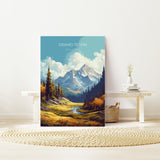 Grand Teton Print, Travel Poster of Grand Teton, North America, Grand Teton Art Lovers Gift, USA National Park, Travel Gift NQ Media Designs