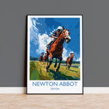 Newton Abbot Travel Poster Wall Art, Travel Print of Newton Abbot, Devon,England, Newton Abbot Races Art Lovers Gift, England Art Gift NQ Media Designs
