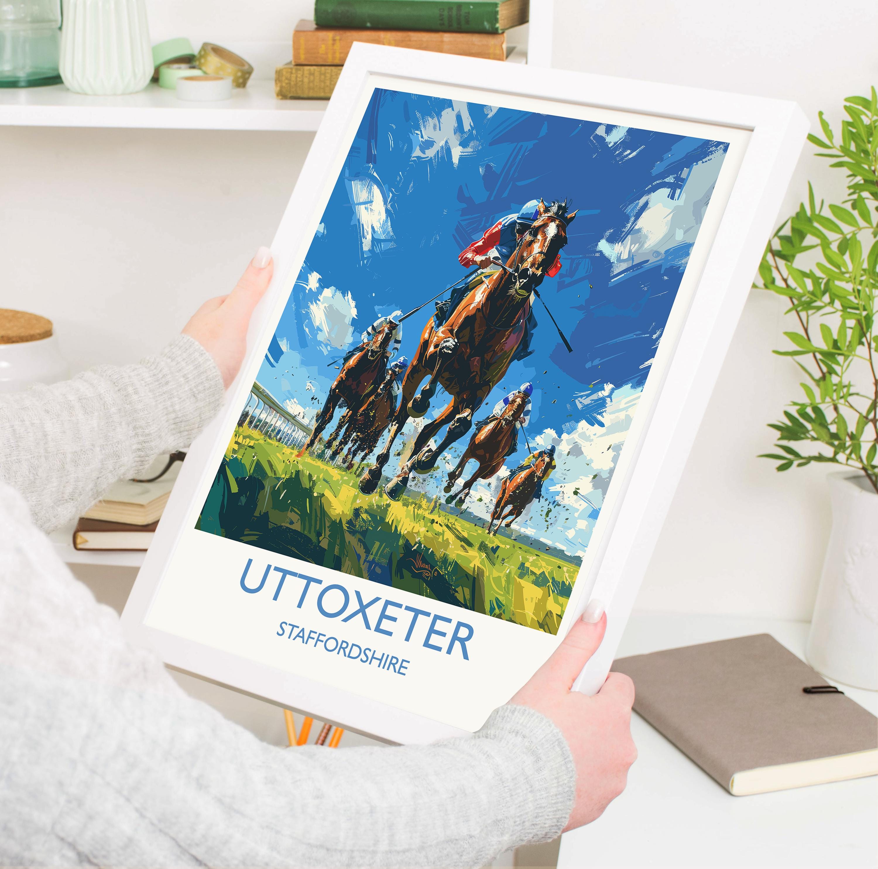Uttoxeter Travel Poster Wall Art, Travel Print of Uttoxeter , Staffordshire, England, Uttoxeter Races Art Lovers Gift, England Art Gift NQ Media Designs