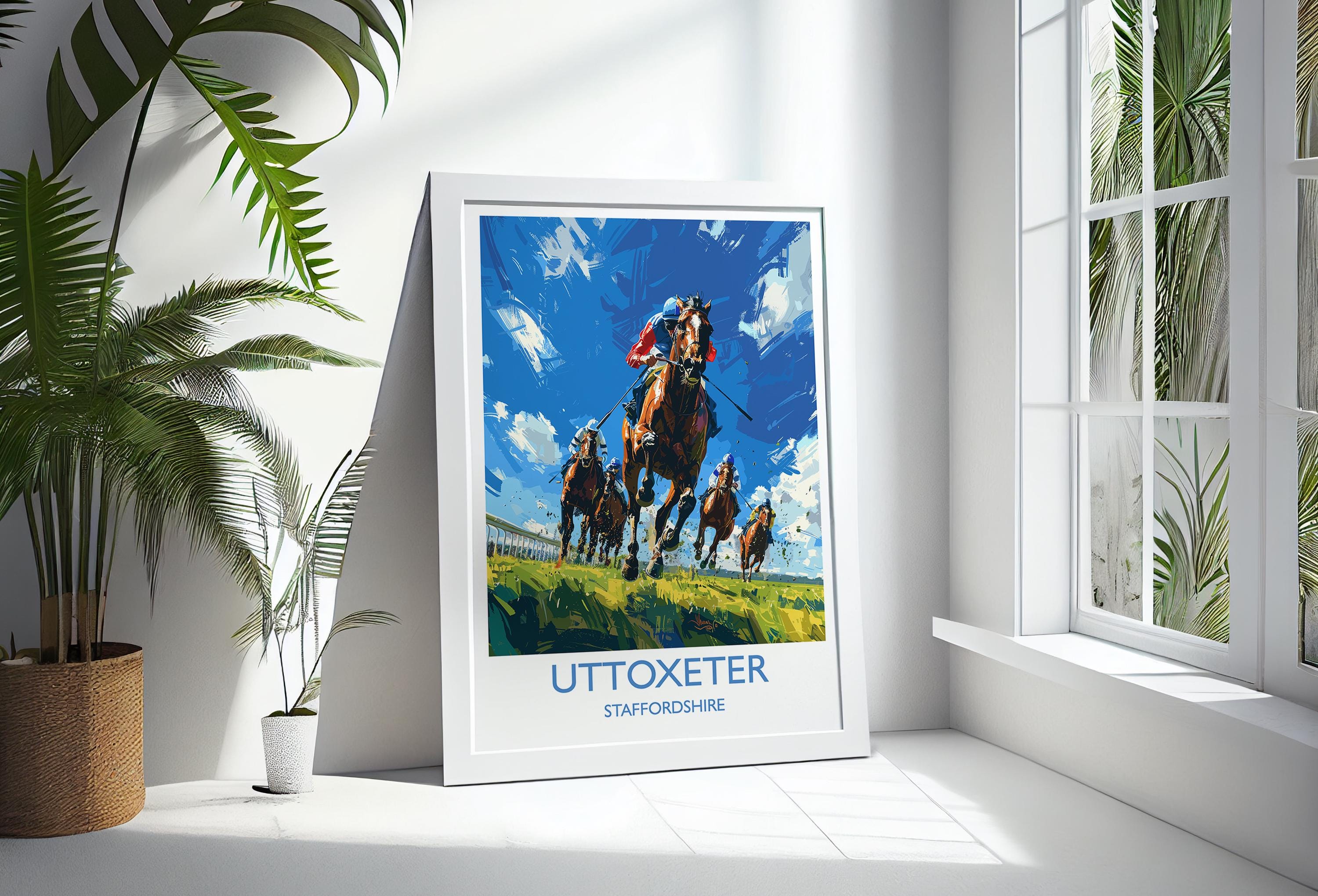 Uttoxeter Travel Poster Wall Art, Travel Print of Uttoxeter , Staffordshire, England, Uttoxeter Races Art Lovers Gift, England Art Gift NQ Media Designs