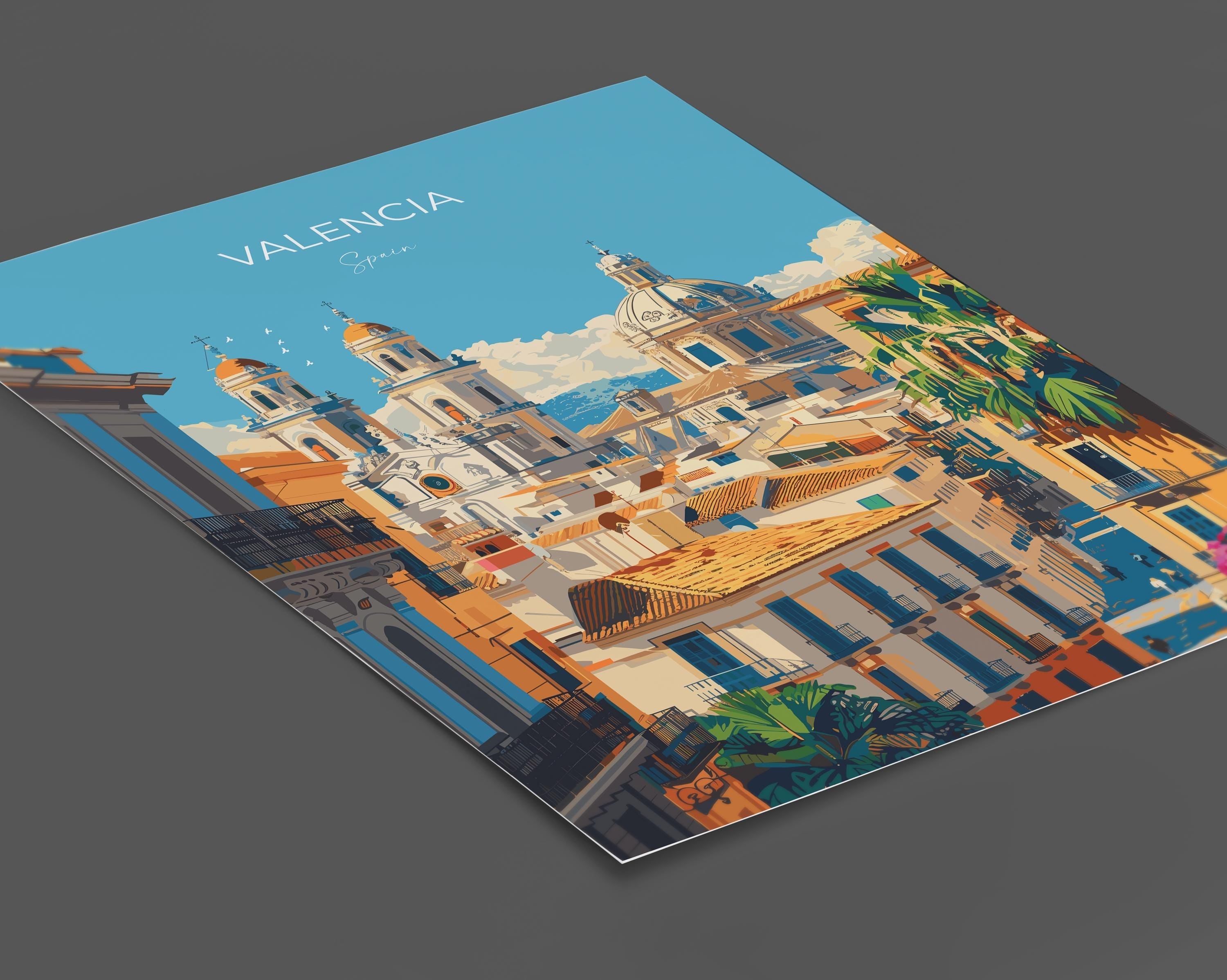 Valencia Travel Poster, Travel Print of Valencia, Spain Poster, Valencia Wall Art Lovers Gift, Spain Art NQ Media Designs